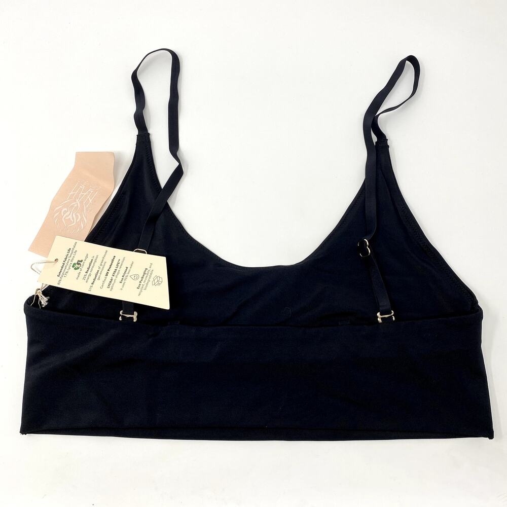NEW Free People HAH Noir Black Cami BrHAH Unpadded Loungewear Boho Bralette XL - Picture 4 of 5